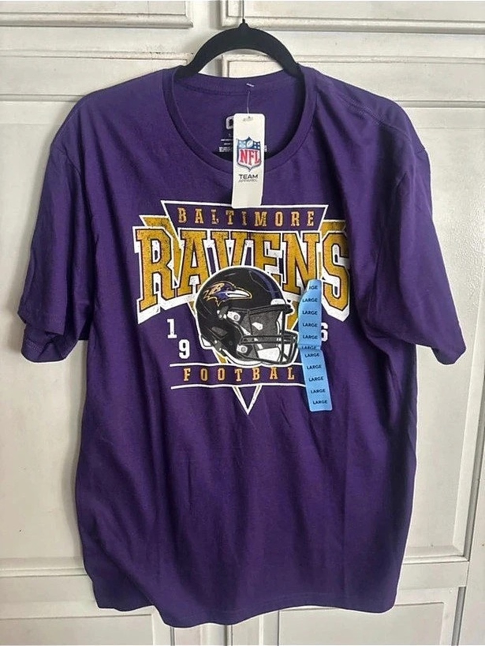 NFL Baltimore Ravens Team Apparel T-Shirt Purple & Gold Size Large NWT